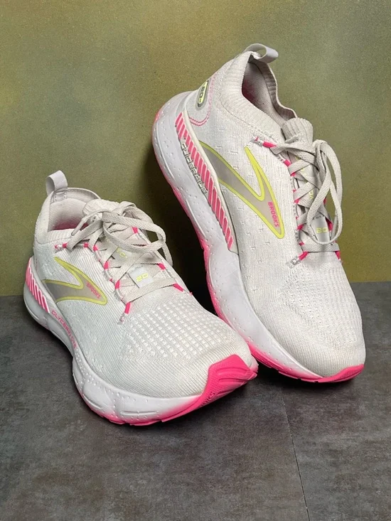 Brooks Glycerin StealthFit GTS 20 Women's Running Shoes Grey/Yellow/Pink Size 7B - Picture 11 of 15